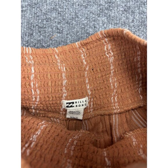 Billabong Pants Womens M Rust Orange Striped Smocked High Waist Wide Leg Boho - Picture 8 of 10